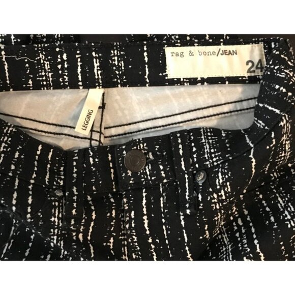 Rag & Bone Jean Black/White Barcode Print Stretch Leggings - Size 24 - NWT - Picture 10 of 12